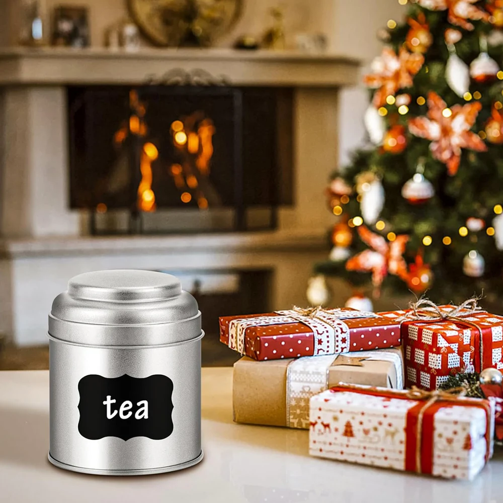 Tea Tin with Airtight Double Lids for Loose Leaf Tea Storage, Kitchen Small Tin Can and Tea Canister for Tea Coffee Sugar Candy