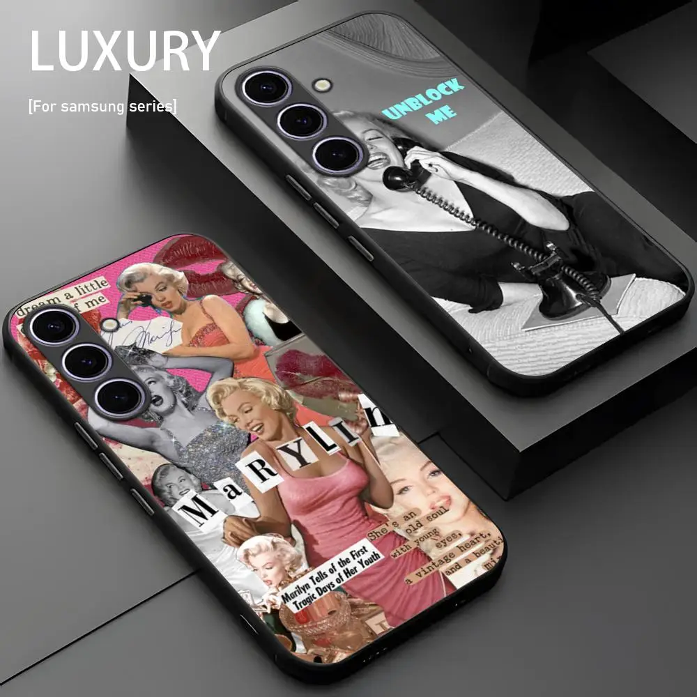 Fashion M-Marilyn M-Mon-roE Phone Case For Samsung Galaxy S25 S24 S23 S22 S21 S20 Plus Ultra Note20 Soft Black