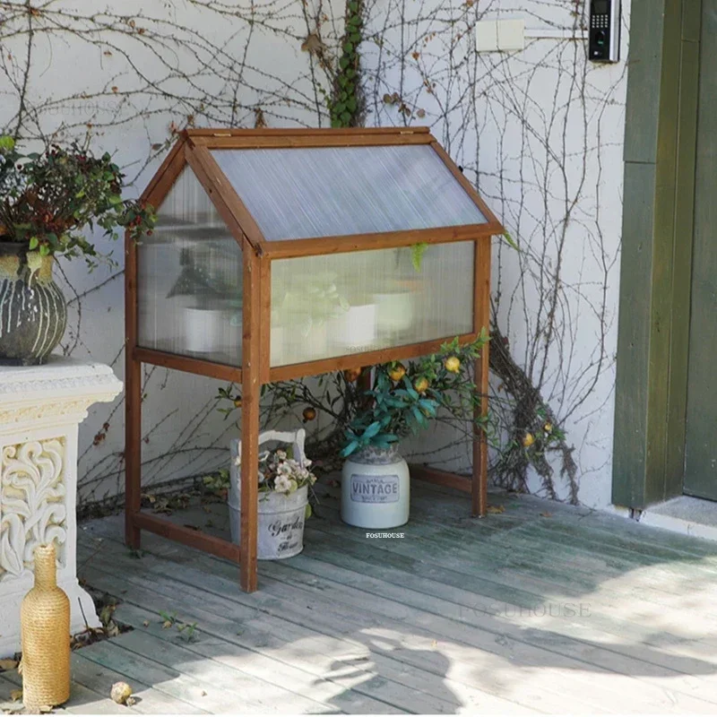 #Wooden Garden Greenhouses Floor Rack Balcony Indoor Plant Rack Greenhouse Garden Antifreeze Flower Room Hot Planting Cabinet