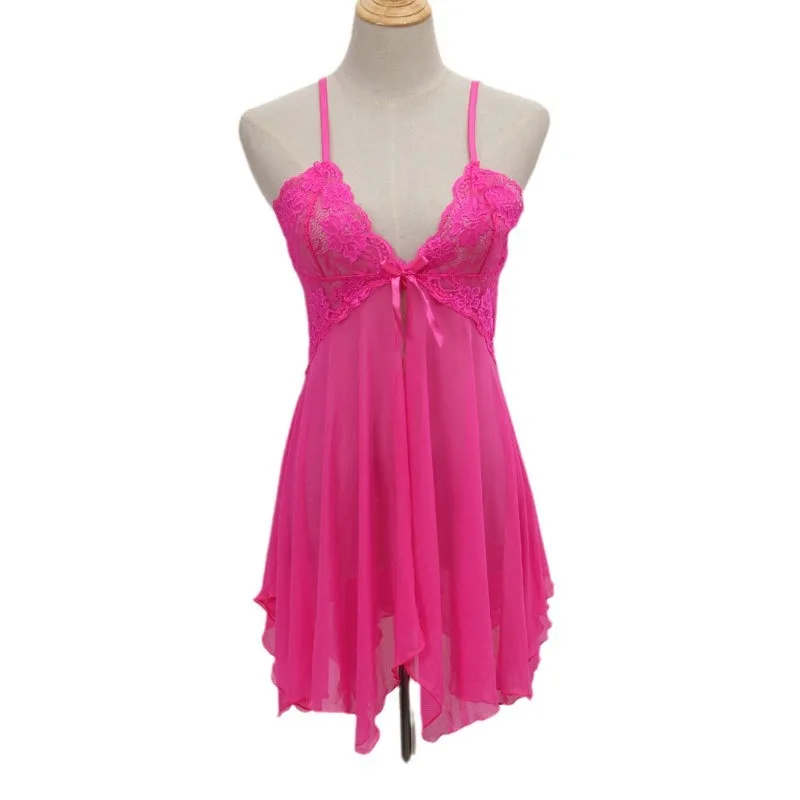 Bielizna nocna damska Desire Temptation pasek koronkowa siateczka przezroczysta koszula nocna