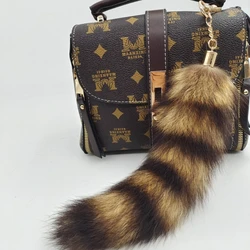 Plush Foxes Racoon Tail Charm Keychain Sweet Cute Furs Pendant Car Keyring Backpack Decoration Fashion Jewelry for Women