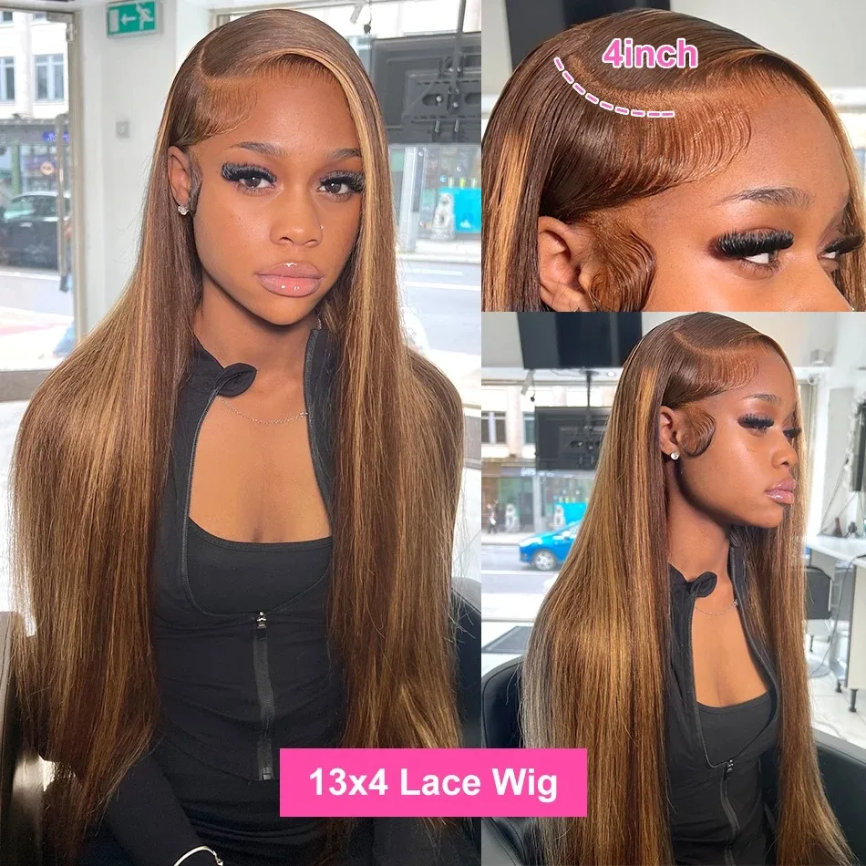 Highlight 32 34 Inch 200 density 13x5 13x6 Lace Front Human Hair Straight Transparent Lace Frontal Wig Brazilian For Black Women