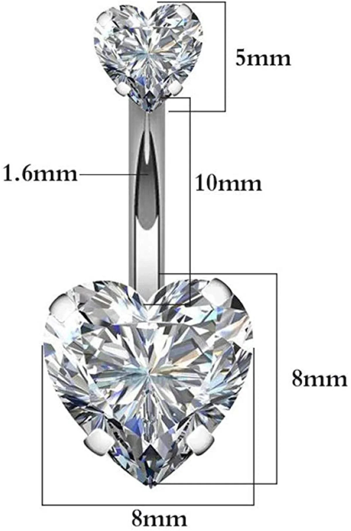 1 قطعة حلقات زر البطن الصلب كريستال ثقب السرة القلب نمط السرة ثقب القرط ثقب البطن مثير مجوهرات للجسم