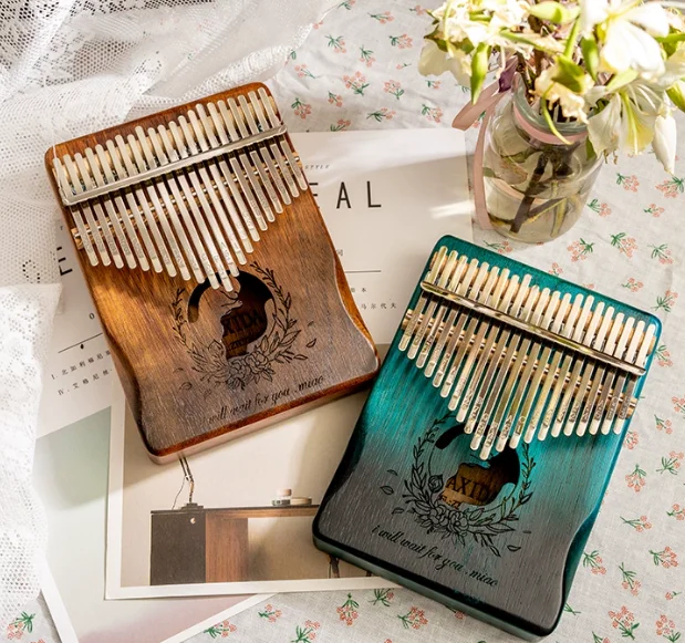 8 17 21Key Mini Wooden Kalimba Exquisite Finger Thumb Piano Marimba Musical Good Accessory Pendant Gift