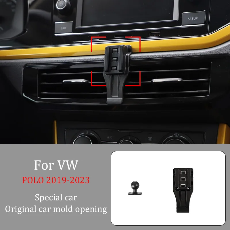 

Car Phone Holder For VW POLO 2019-2023 Wireless Charger Automatic Clamping 360° Rotating Navigation Bracket