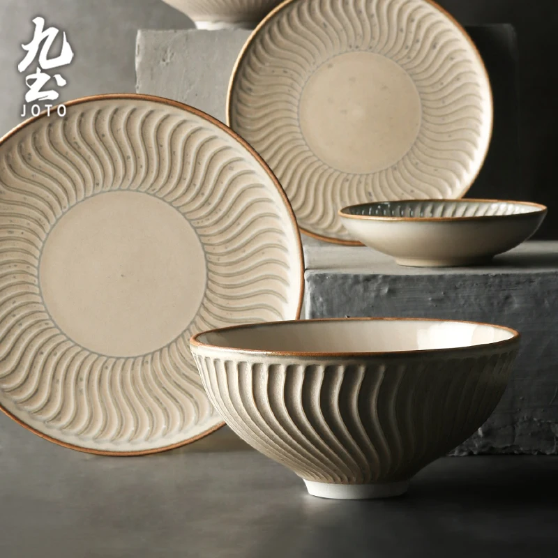 

JOTO Plain Sleeve Color Vintage Handmade Dinnerware Bowl CJR0578