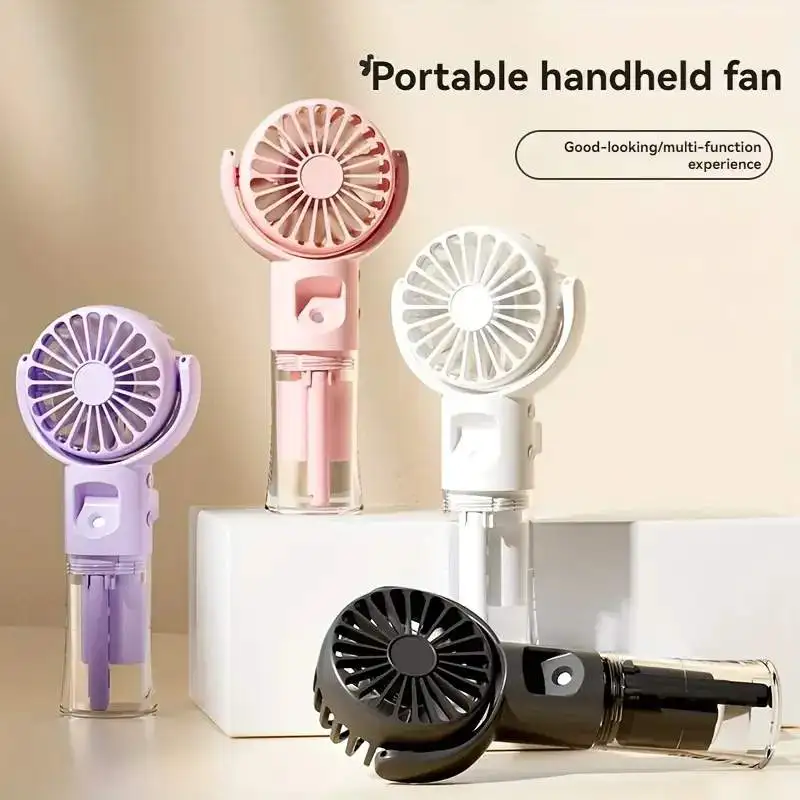 Mini Portable Folding Fan With Spray Mister Humidifier USB Rechargeable Handheld Fan Suitable For Living Room Classroom School B