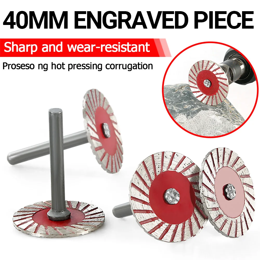 LOZLIN 5PCS Mini Wave Vacuum Brazed Diamond Cutting Disc with 6mm Straight Shank, Small Engraving Saw Blade Fit Rotary Tool for Jade Marble Granite Ceramic Quartz Stone Carving Slotting Trimming Dry Cutting DIY Tiling Masonry Hand Craft Accessory