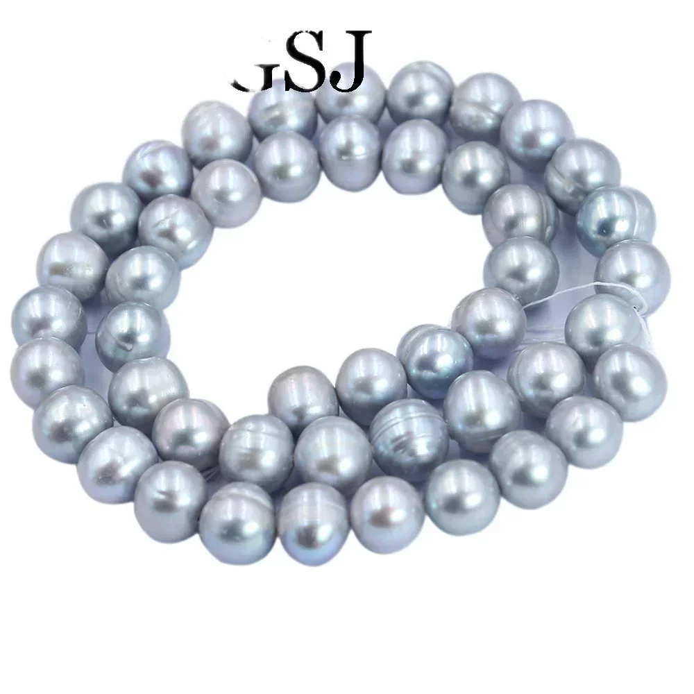 10-11mm 15inch  A+ Gray Genuine Natural Freshwater Round Pearl Jewelry Making Loose DIY Beads