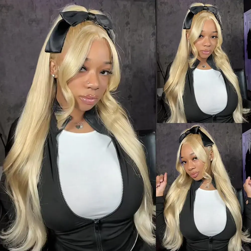 شقراء 613 شعر مستعار مستقيم شعر الإنسان 13x6 HD الدانتيل الجبهة خصلات الشعر المستعار الإنسان 200% الكثافة 613 الدانتيل الجبهة البرازيلي ريمي شعر مستعار 26 بوصة #1