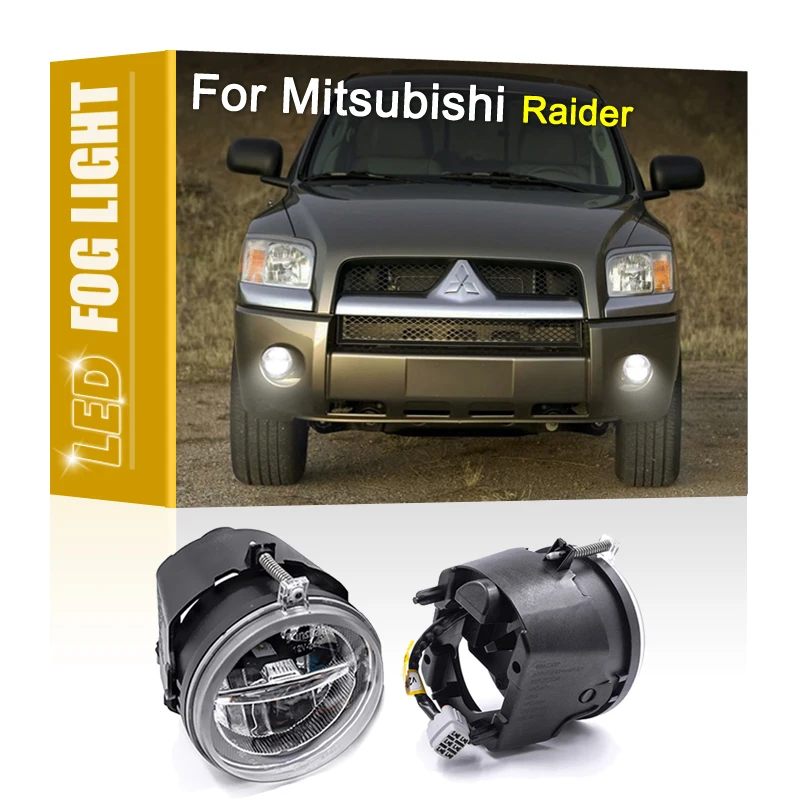 

2Pcs Aluminum Shell Front White LED Fog Lamp Assembly With DRL Daytime Running Light For Mitsubishi Raider 2006 2007 2008 2009