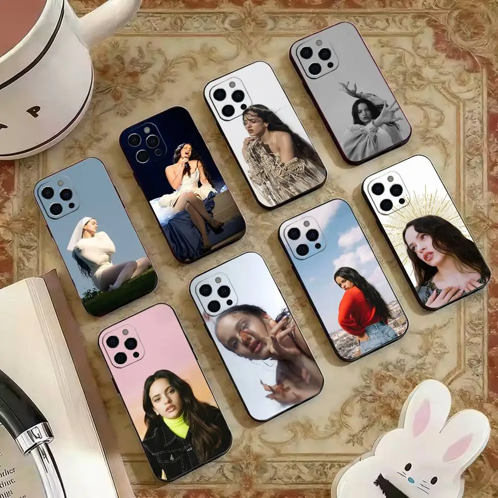 Чехол для телефона с изображением певицы Rosalia для iPhone 16, 17, 14, 15, 13, 12, 11 Plus, Pro Max, мягкий, черный