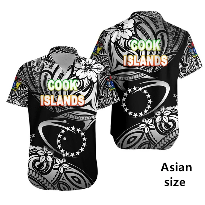 Cook Islands Flag Map 3D Printed Hawaiian Shirts For Men Women Fashion Polynesian Short Sleeve Button Shirt Casual Unisex Tops