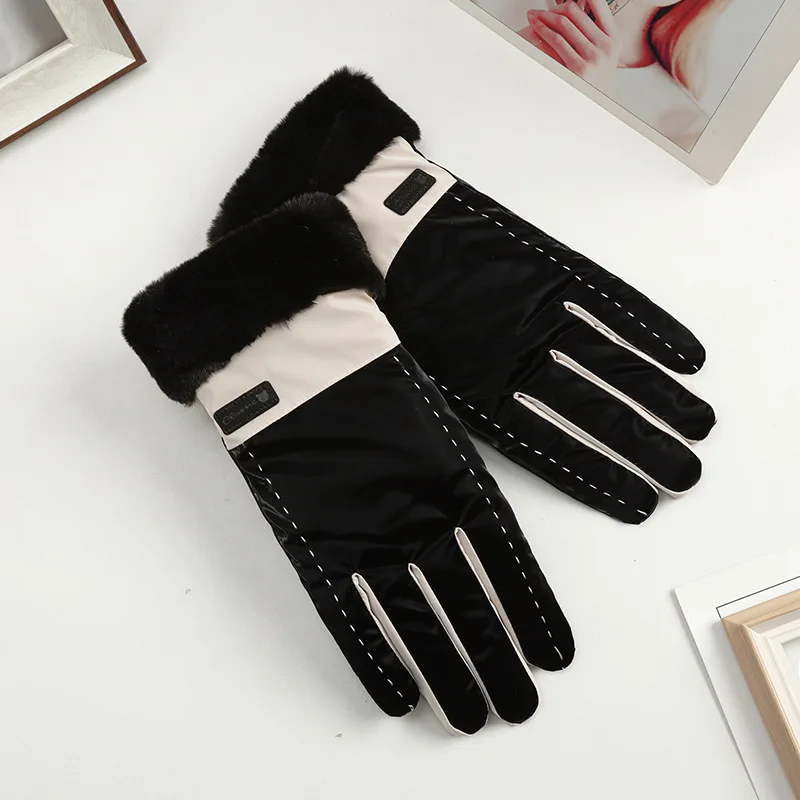 Winter Warm Gloves Cloud Velvet Women's Non-Slip Waterproof Outdoor Riding Fleece-lined Thickened Women's Touchscreen Gloves Bat