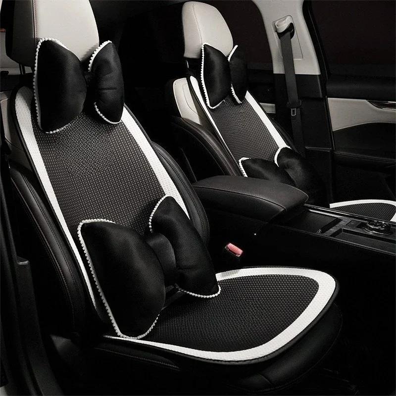 

1PCBow Car Headrest Creative Plush Headrest Waist with Neck Pillow Edge Cute Car Interior