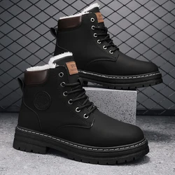 Winter Boots for Men Round Toe Thick Bottom Flexible Outdoor Shoes Keep Warm Comfortable Trendy All-match Plus Velvet New Model