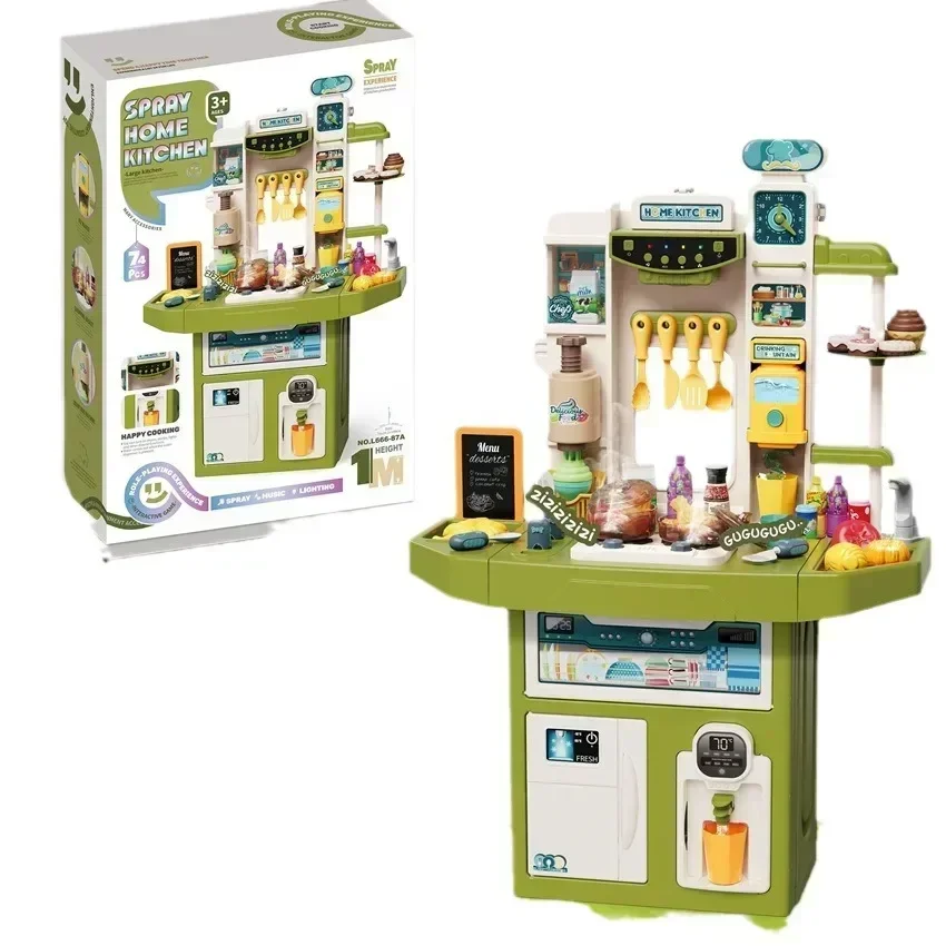 Giocattolo per la famiglia distributore d'acqua acusto-ottico per bambini argilla colorata Ice Maker Spray cucina tavolo da pranzo supermercato registratore di cassa