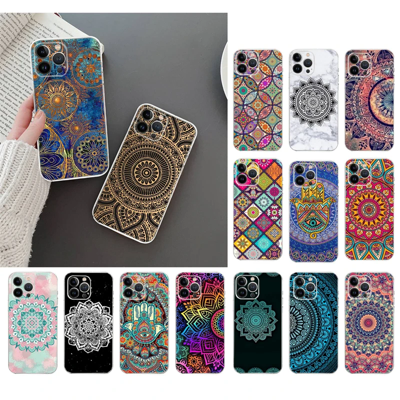 

Phone Case For iphone 17 Pro Max Air 16 15 14 13 Pro Max 15 16 Pro 15Plus Mandala flower totem