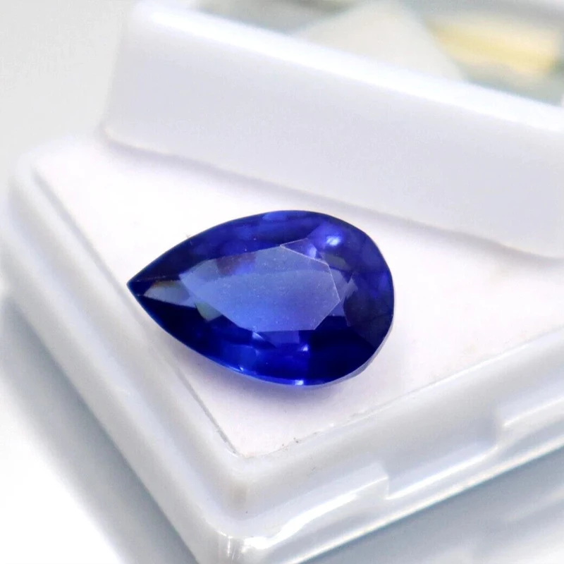 Corindon de coupe naturelle saphir bleu Royal, pierres précieuses à breloques en forme de poire pour bricolage, matériaux de fabrication de bijoux
