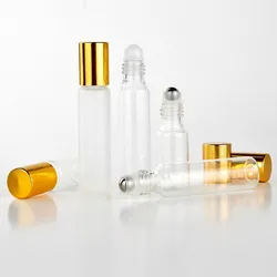 50pcs/Lot 5 10ml Refillable Perfume Bottle Roll on Bottles for Essential Oils Vial Empty Perfume Sample Roller Bottle