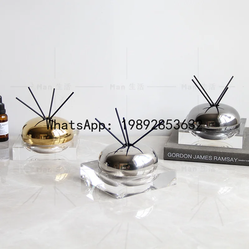 

Glass Storage Tank Aromatherapy Box Diffuser Transparent Golden Ornament Geometry Figurine Room Decoration Accessories