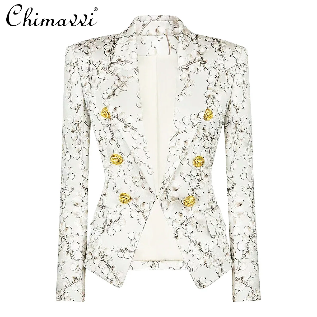 

2025 Spring and Autumn New Fashion Printed Long Sleeve Slim Temperament Commuter Jacket High-end Celebrity Suit Top Coat