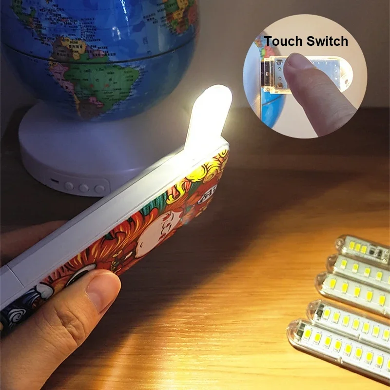 Mini USB Book Light Portable USB LED Lamp Touch Switch Night Light 5V Ultra Bright Reading Lamp For Power Bank Camping PC Laptop