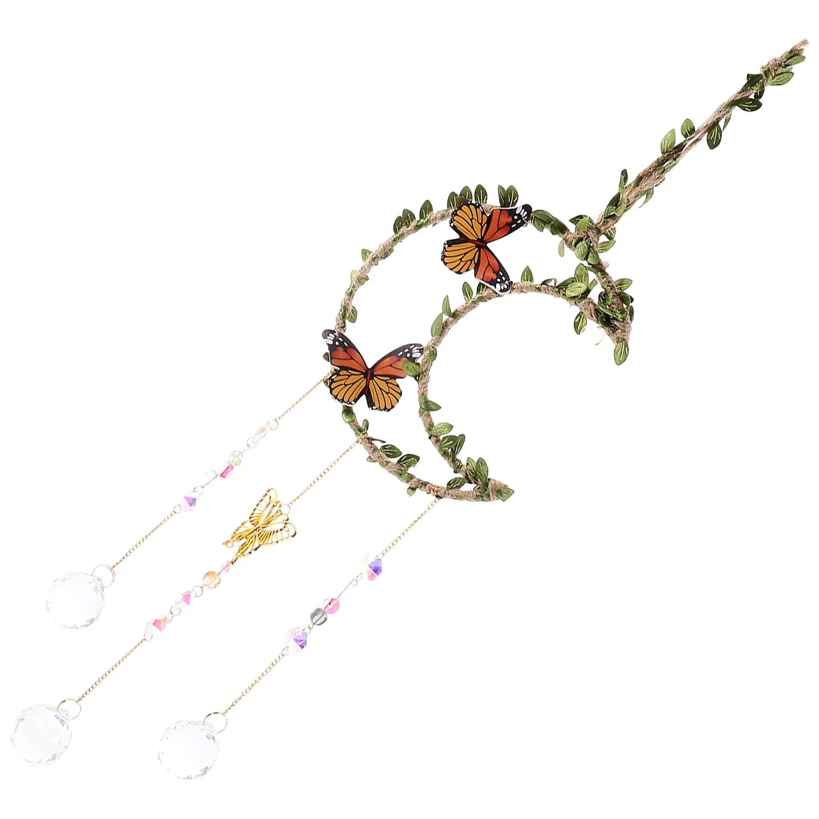 Hanging Crystal Sun Catcher Moon Design Light Catching Decoration for Living Room Bedroom Window Garden Indoor Outdoor Crystal
