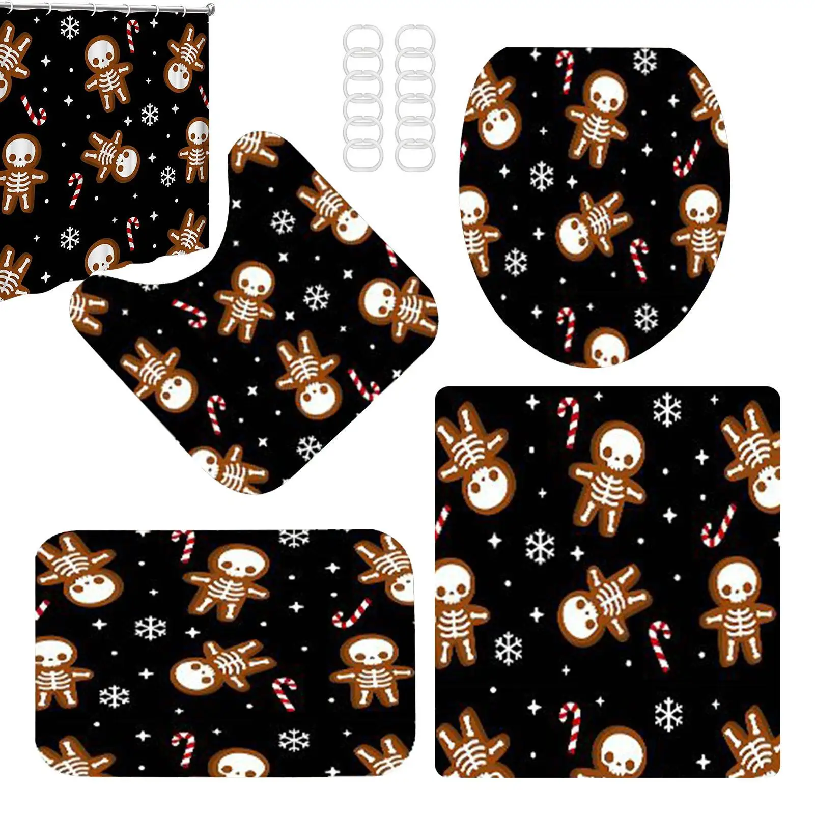 

Halloween Bathroom Decor Shower Curtains Ghost Shower Curtains Bathroom Decor With Rugs Toilet Mat And Toilet Seat Covers