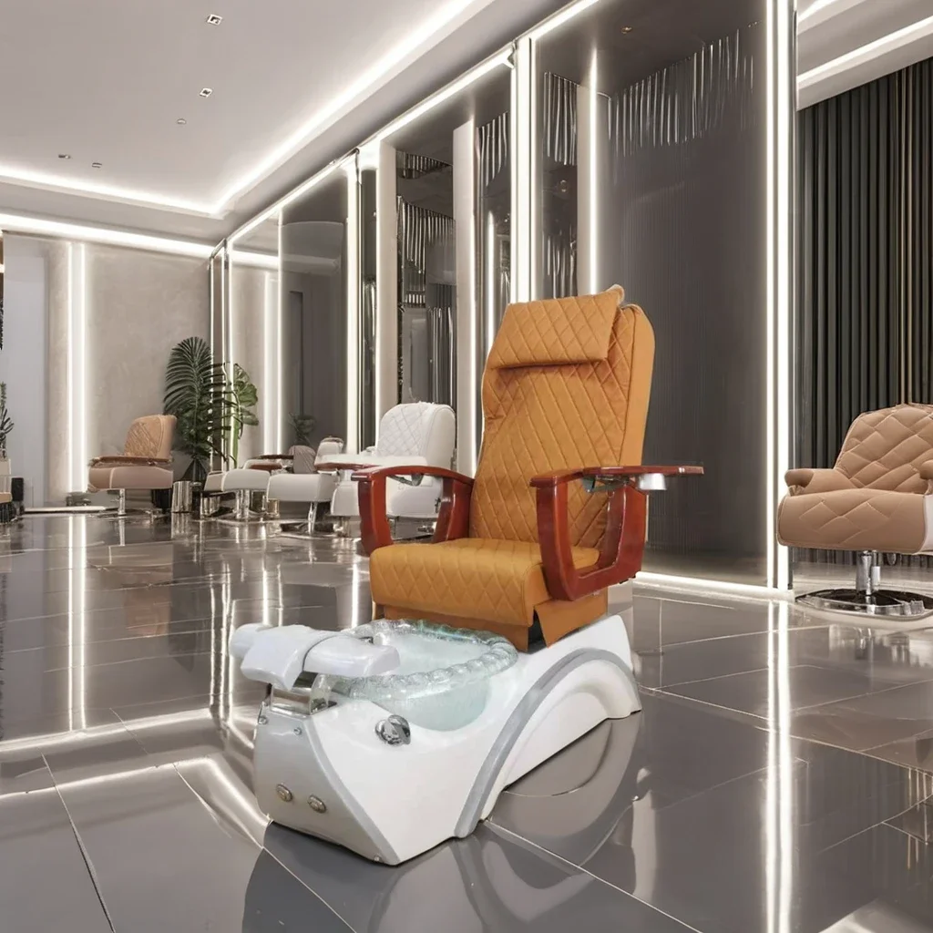 Pedicure Chairs Spa Grey Nail Spa and Beauty Salon Footrest Nail Tech Pedicure Chairs
