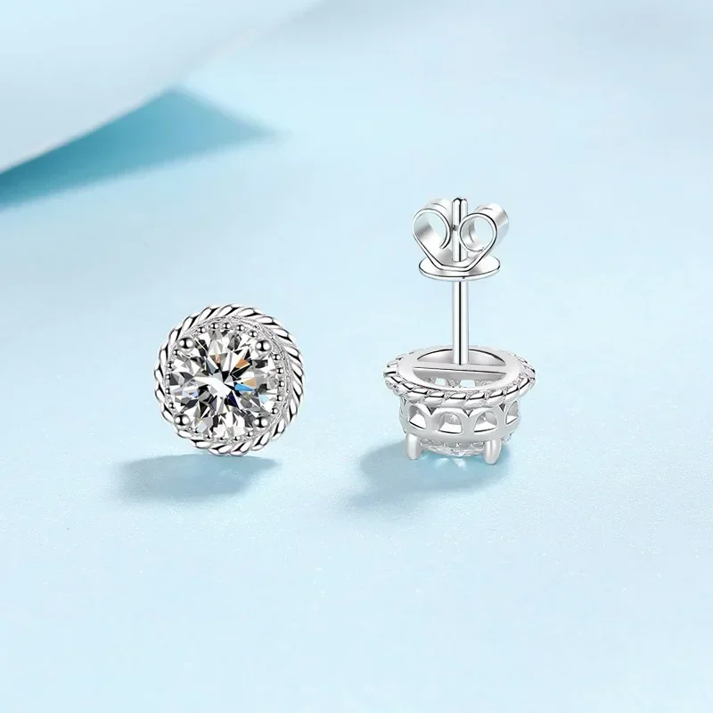 

Compact Windmill Four Claw Sparkling Moissanite Diamond 0.5/1CT Earring, Platinum PT950 Stud Earrings for Women Bridal Jewelry