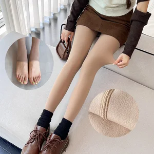 New Women Thermal Leggings Warm Concise Solid Color Elastic Pantyhose Female Comfortable High Waist Thicken Plush Slim Fit Pants