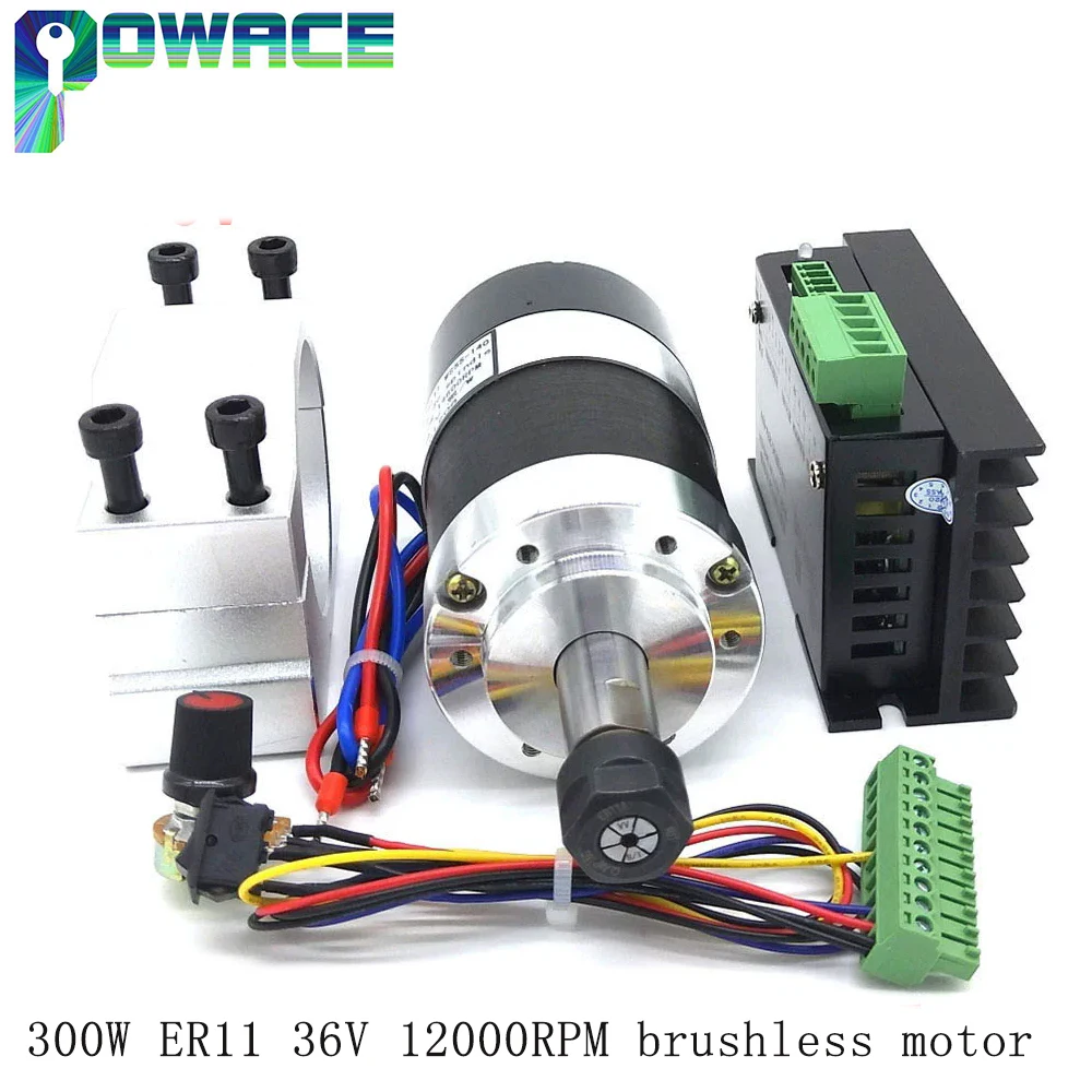 300W ER11 Brushless DC Motor 36V 12000rpm With Controller And Clamp Fixture For MACH3 CNC Router Milling MACHINE