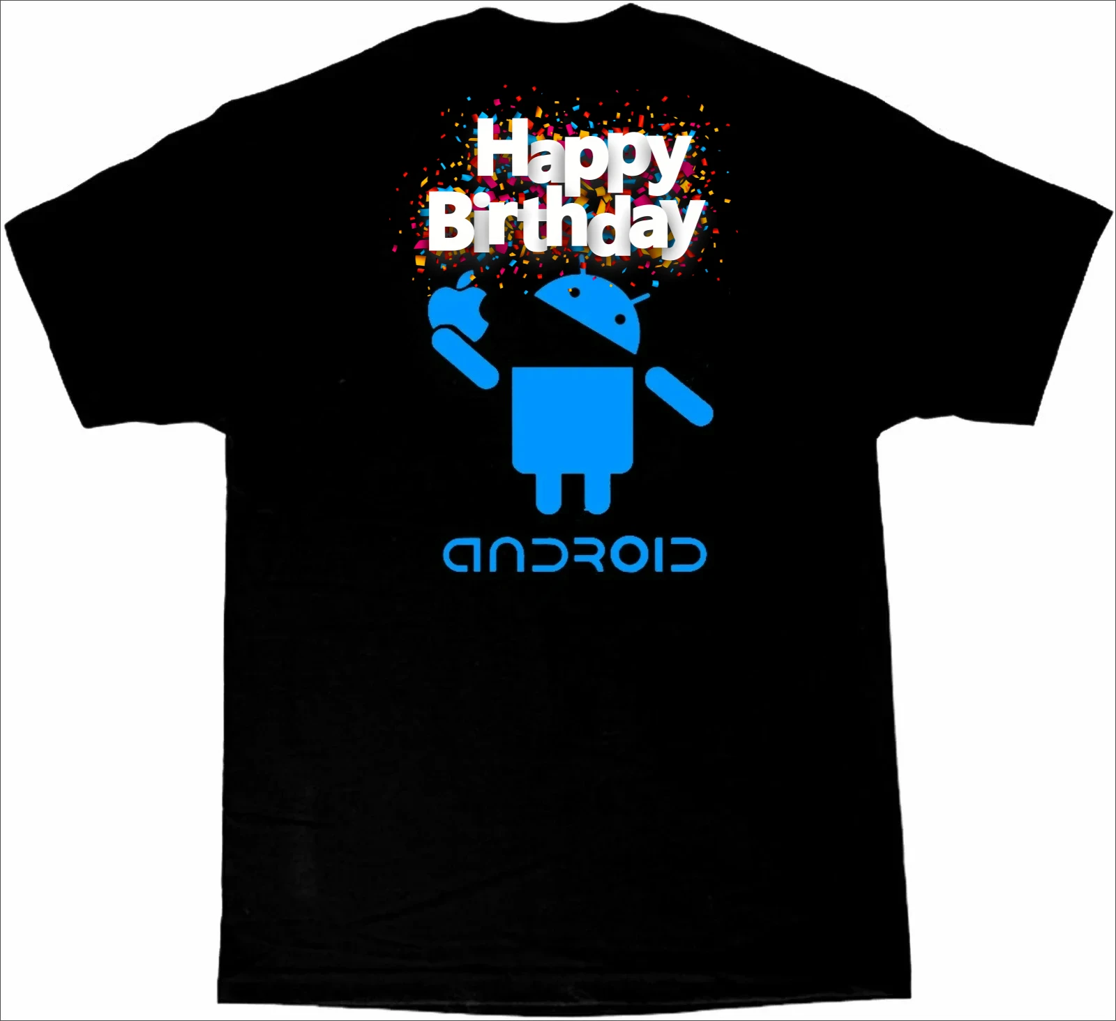 Funny Systematic Competitive Android Eat Apple T-Shirt 100% Cotton O-Neck Summer Short Sleeve Casual Mens T-shirt Size S-3XL