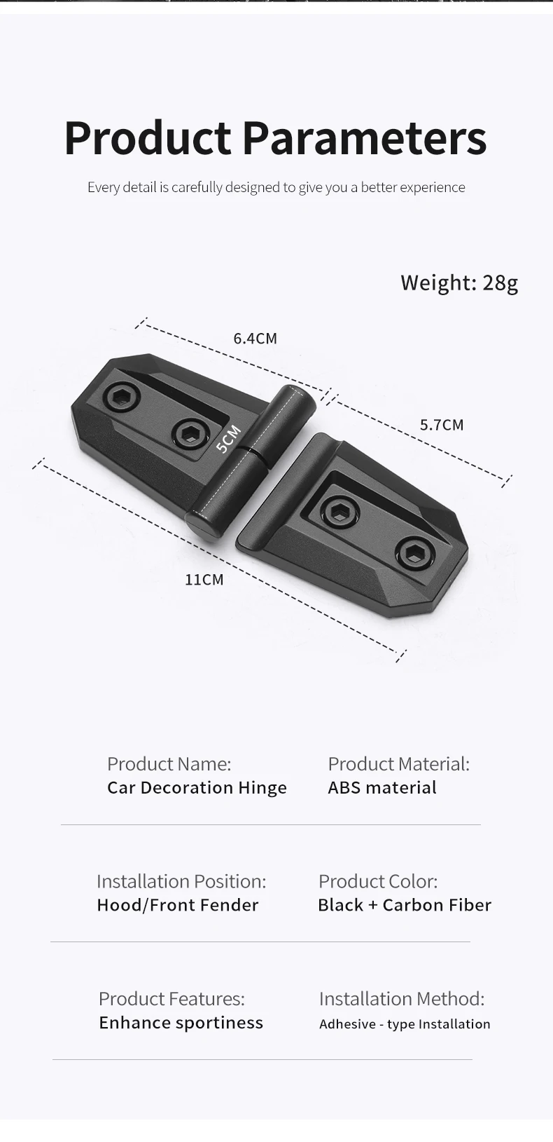 New Car Exterior Decoration Modified Door, Tailgate & Hood Hinge Decorative Sticker Accessories - detail 12