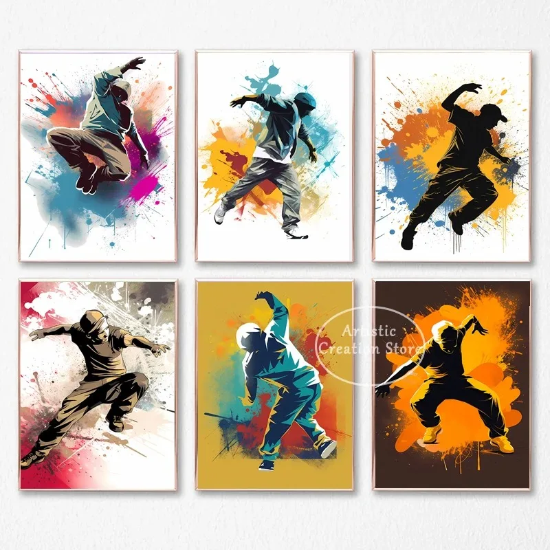 Street Dance Wall Art Breakdancer Posters Abstract Gift Urban Style Prints Canvas Painting Wall Pictures Living Room Club Decor