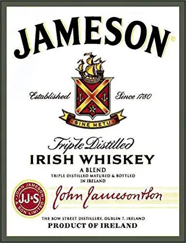 KPSheng Jameson Irish Whiskey Vintage Metal Tin Sign Wall Plaque Poster Cafe Bar Pub Beer Wall Home Decor 12 X 8 Inches