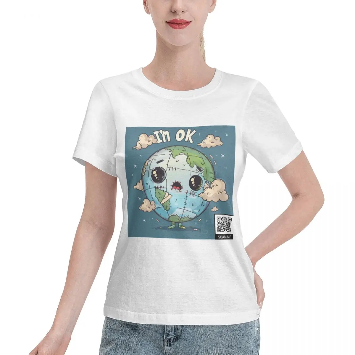 Cheap Planet Earth S Cry I M Ok Women's T-shirt Sports Fitness Versatile Women Tee