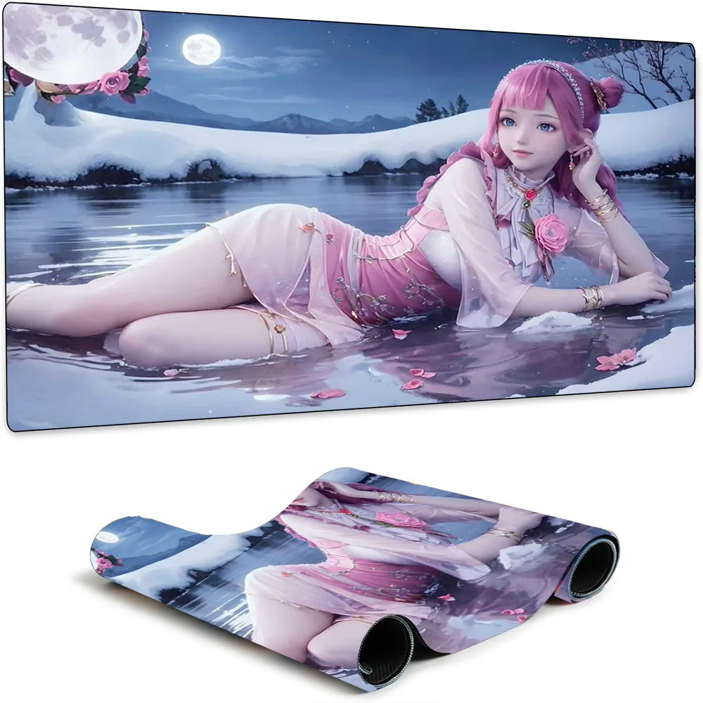 

HotSaleAnimeGirl XXLMousePadCustomGamingDeskMatSmoothControlAnimeGirlIllustrationMousePadLargeSize Custom Desk Mat for Gamer