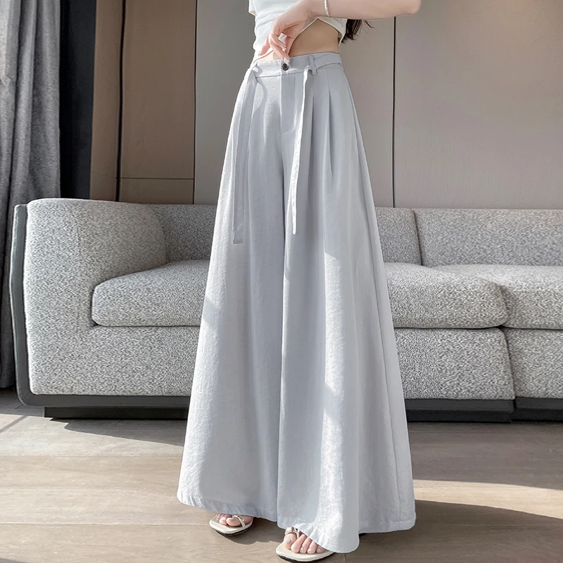 

High Waist Wide Leg Pants Skirt Casual Thin Women's Trousers with White Comfortable Loose Fit Summer New Arrival