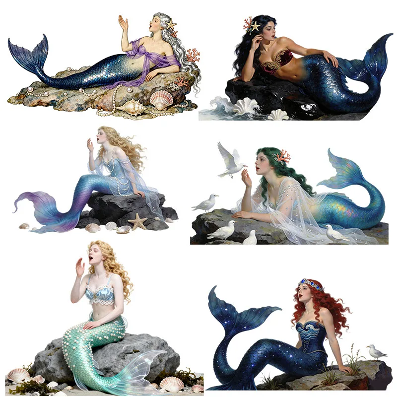 Three Ratels CD313 mermaid singing on the reef Artistic wall stickers for home decoration
