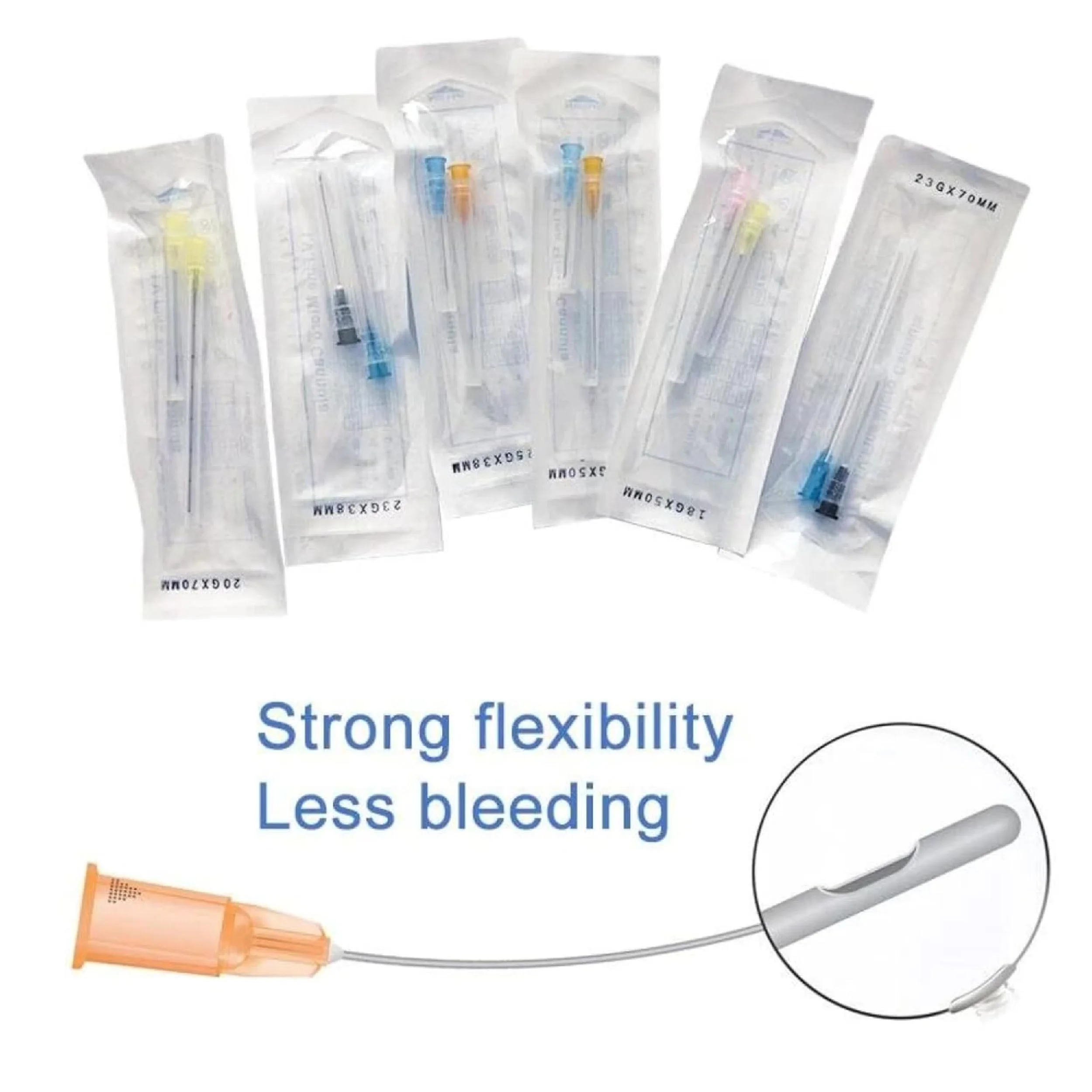 50pcs/box Disposable Blunt Tip Cannula Needle For Beauty Filler Injection 18G 21G 22G 23G 25G 27G 30G Uric Acid Facial Filling