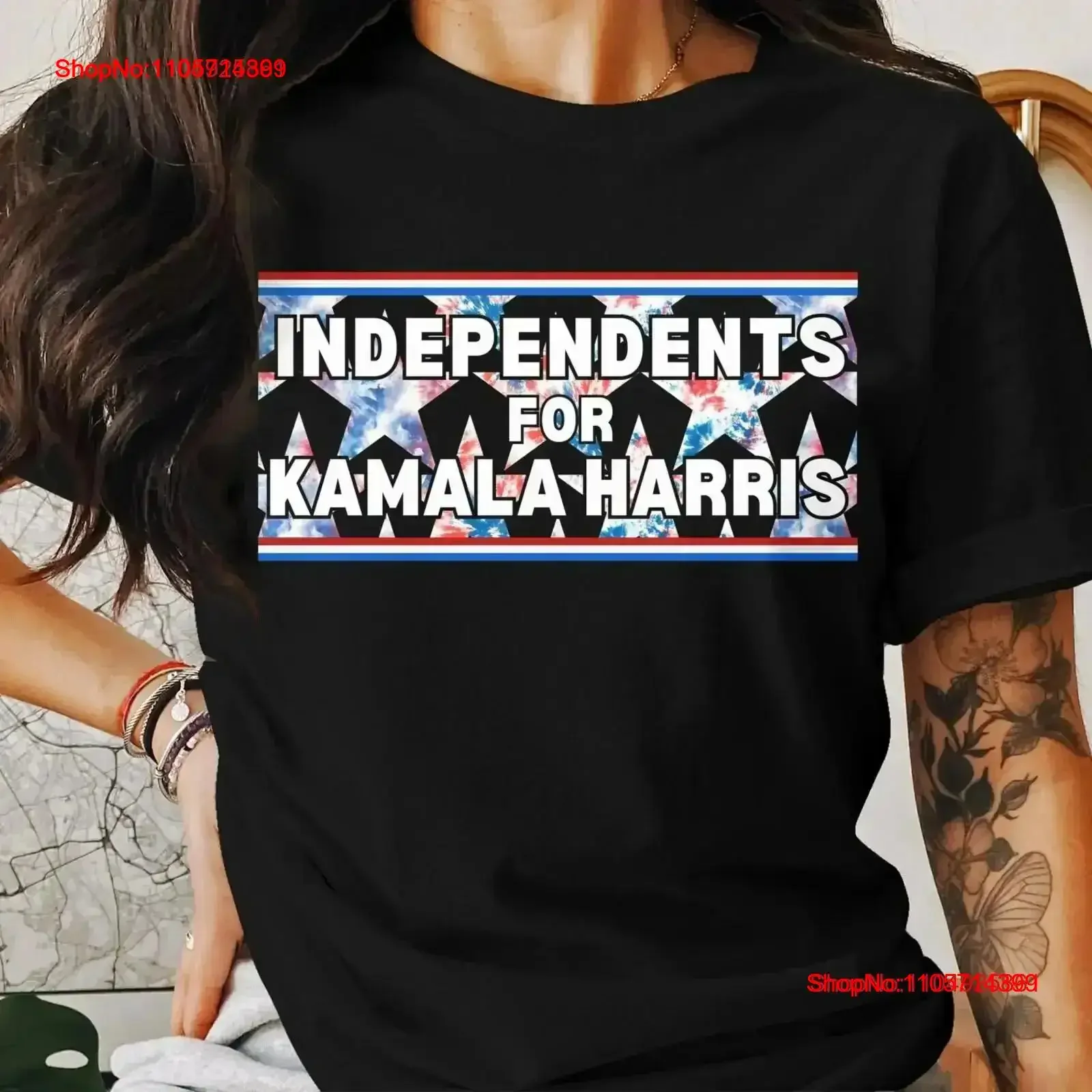 Independents for Kamala Harris T Shirt Patriotic Political Support Election Campaign vintage Washed Casual Versatile Slightly