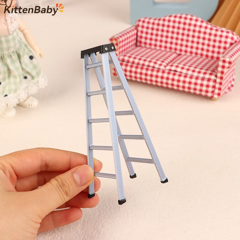 1:12 Dollhouse Mini Plastic Ladder Model Dollhouse Furniture Ladder Decor Toy Accessories Micro Scene Construction Props