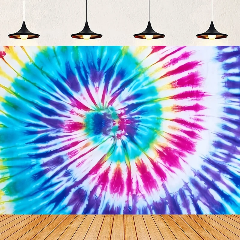 Photography Backdrop Colorful Rainbow Birthday Backdrop Watercolor Spiral Tie Dye Decor 60's Hippie Theme Party Background Wall