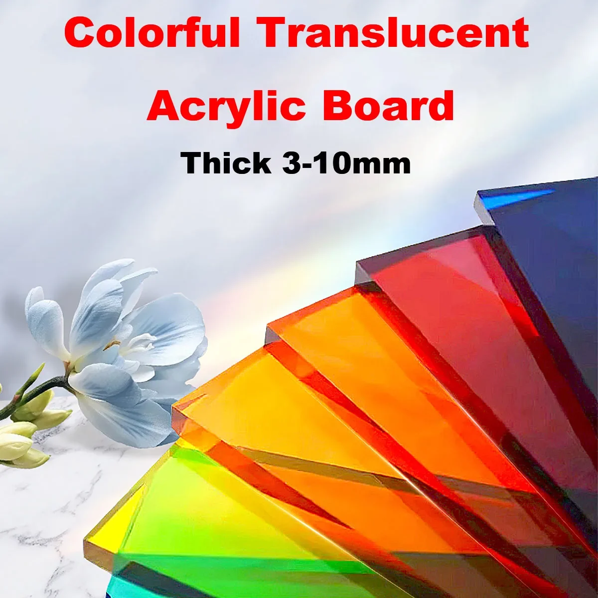 Thick 3-10mm Colorful Translucent Acrylic Board Decoration DIY 100x100mm 150x200mm 200x200mm 210x297mm 200x300mm 300x300mm