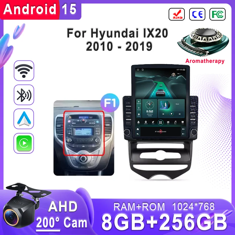 Android 15 Car For Hyundai IX20 2010 - 2019 GPS Navigation High-performance CPU DVD Player Car Stereo Head Unit QLED Touch Wifi