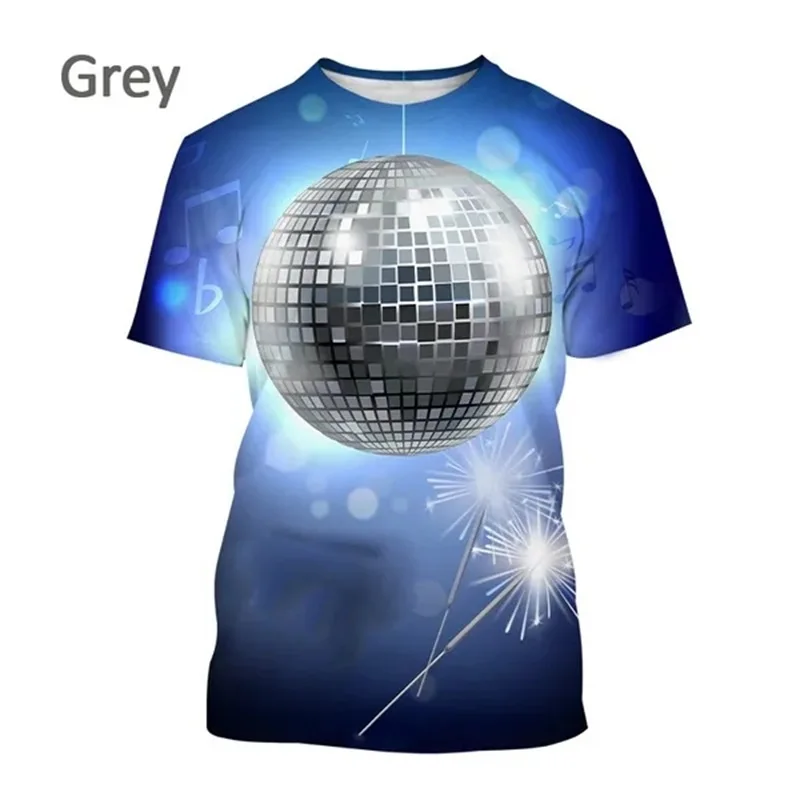 New Party Disco Ball Print Tshirt Short Sleeved O Neck Plus Size T Shirt For Men Women Casual Cool Hip-hop Streetwear Tee Tops