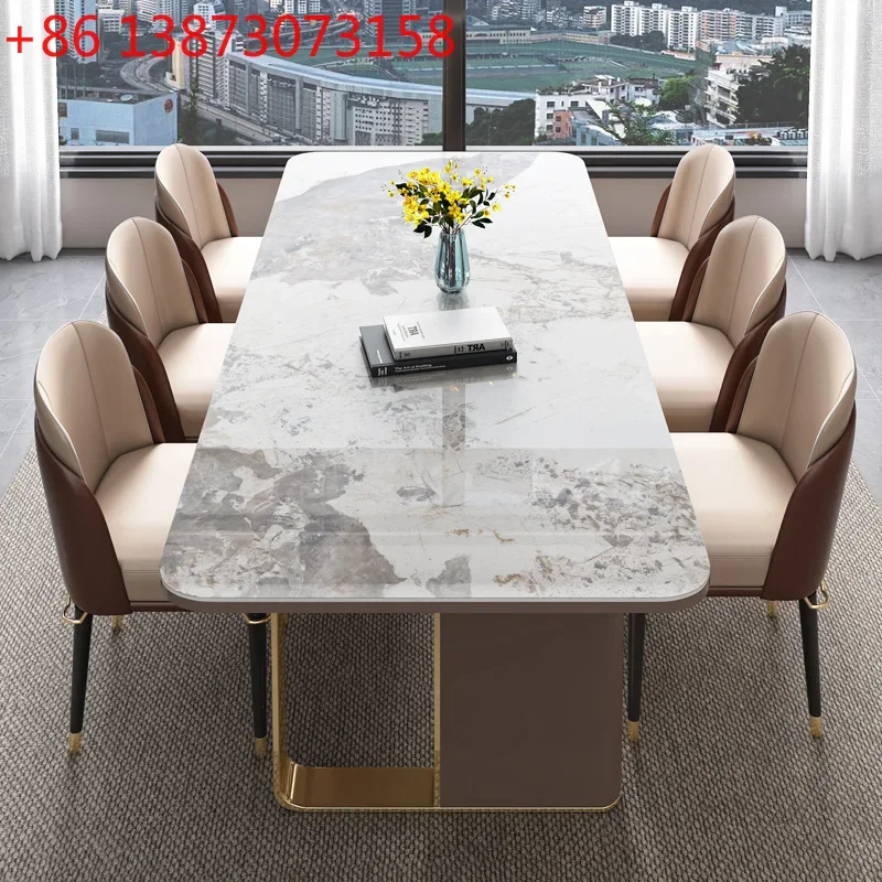 Light luxury Pandora bright rock slab modern simple household small apartment rectangular creative dining table dining table