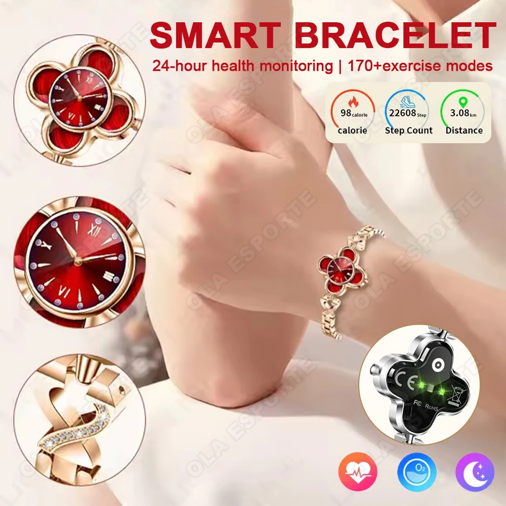

Женский модный умный браслет, 24-часовой мониторинг сердечного ритма, здоровья, IP67, водонепроницаемые, 170+, спортивный режим, отслеживание калорий, умные часы